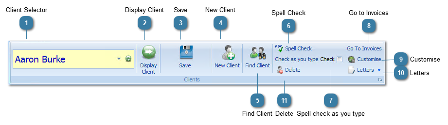 Clients toolbar
